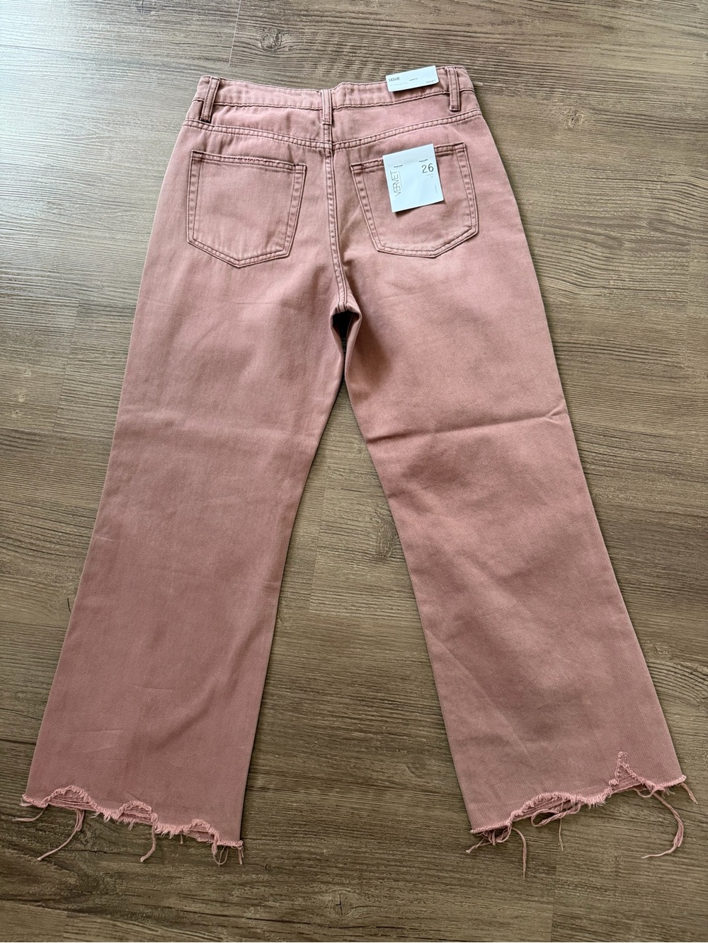 NWT Vervet Leslie 90s Vintage Flare Distressed Pink Wide Leg Jeans Size 26 - Picture 3 of 10